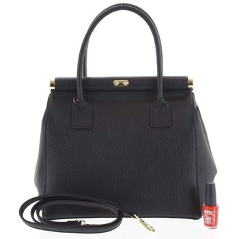 Luxusná dámska kožená kabelka do ruky čierna - ItalY Hyla