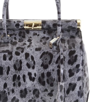 Luxusná dámska kožená kabelka do ruky sivá - ItalY Hyla Jaguar