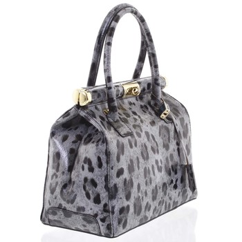 Luxusná dámska kožená kabelka do ruky sivá - ItalY Hyla Jaguar