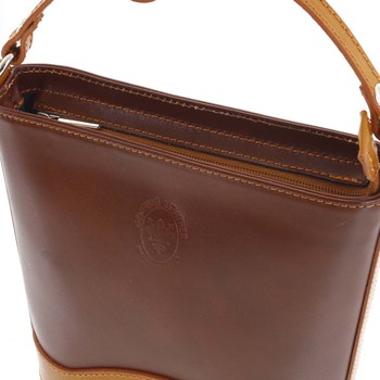 Hnedo koňaková kožená crossbody kabelka - ItalY Bryana