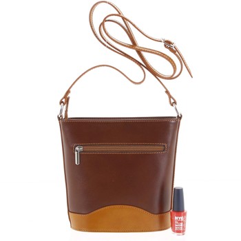 Hnedo koňaková kožená crossbody kabelka - ItalY Bryana