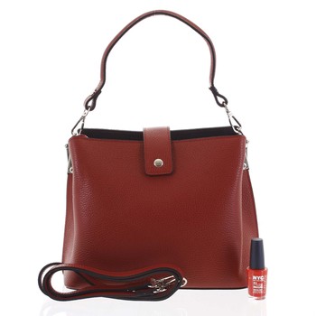 Dámska kožená kabelka do ruky tmavočervená - ItalY Auren