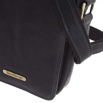 Pánska kožená taška na doklady cez plece čierna - SendiDesign Dumont New