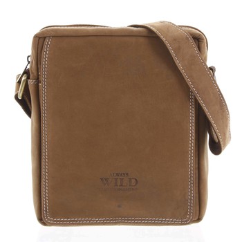 Pánska kožená crossbody taška hnedá - WILD Yander