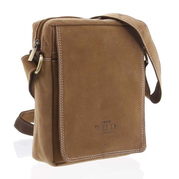 Pánska kožená crossbody taška hnedá - WILD Yander