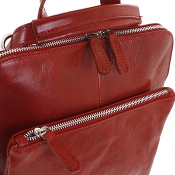 Dámsky kožený batoh kabelka červený - ItalY Englidis