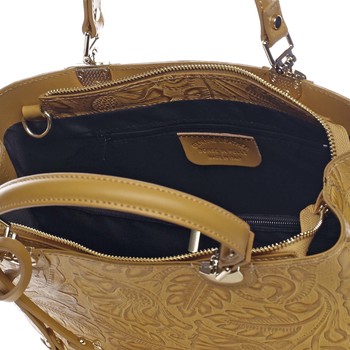Originálna dámska kožená kabelka tmavo žltá - ItalY Mattie