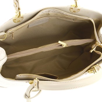 Originálna dámska kožená kabelka sivobéžová - ItalY Mattie