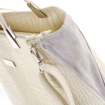 Luxusná dámska kožená kabelka béžová - ItalY Marion