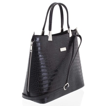 Luxusná dámska kožená kabelka čierna - ItalY Marion