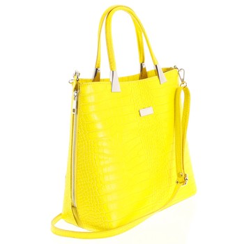 Luxusná dámska kožená kabelka žltá - ItalY Marion