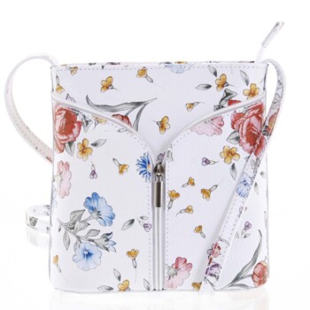 Dámska kožená crossbody kabelka biela - ItalY Hallie Flower