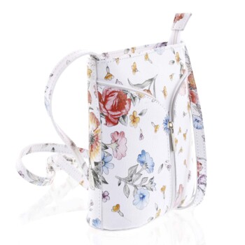 Dámska kožená crossbody kabelka biela - ItalY Hallie Flower