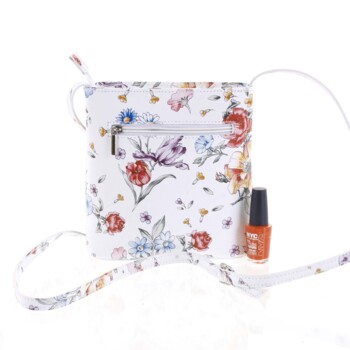 Dámska kožená crossbody kabelka biela - ItalY Hallie Flower