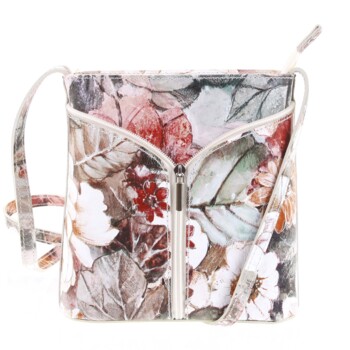 Dámska kožená crossbody kabelka taupe - ItalY Hallie Flower