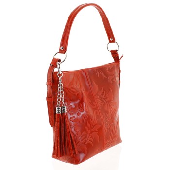 Dámska kožená kabelka cez plece červená - ItalY Heather