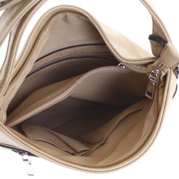 Trendy mäkká crossbody kabelka svetlobéžová - Delami Devyn