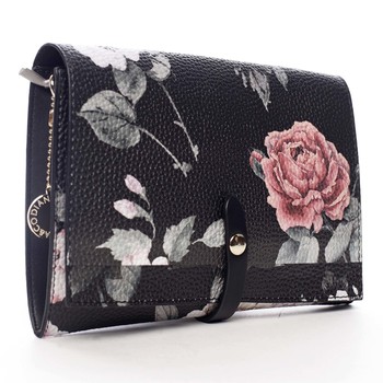 Dámska kvetovaná listová kabelka čierna - DIANA & CO Flouw
