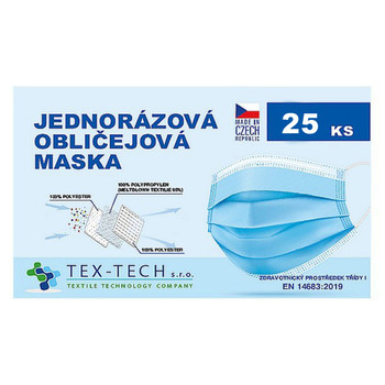 Jednorazové zdravotnícke rúško českej výroby 25ks