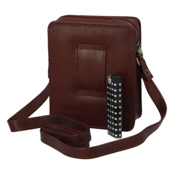 Pánska kožená kapsička na doklady hnedá - Tomas Furry