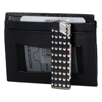 Kožená peňaženka na kreditné karty čierna - Rovicky N1367