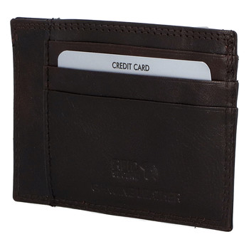 Kožené puzdro na kreditné karty tmavohnedé - Rovicky N1336